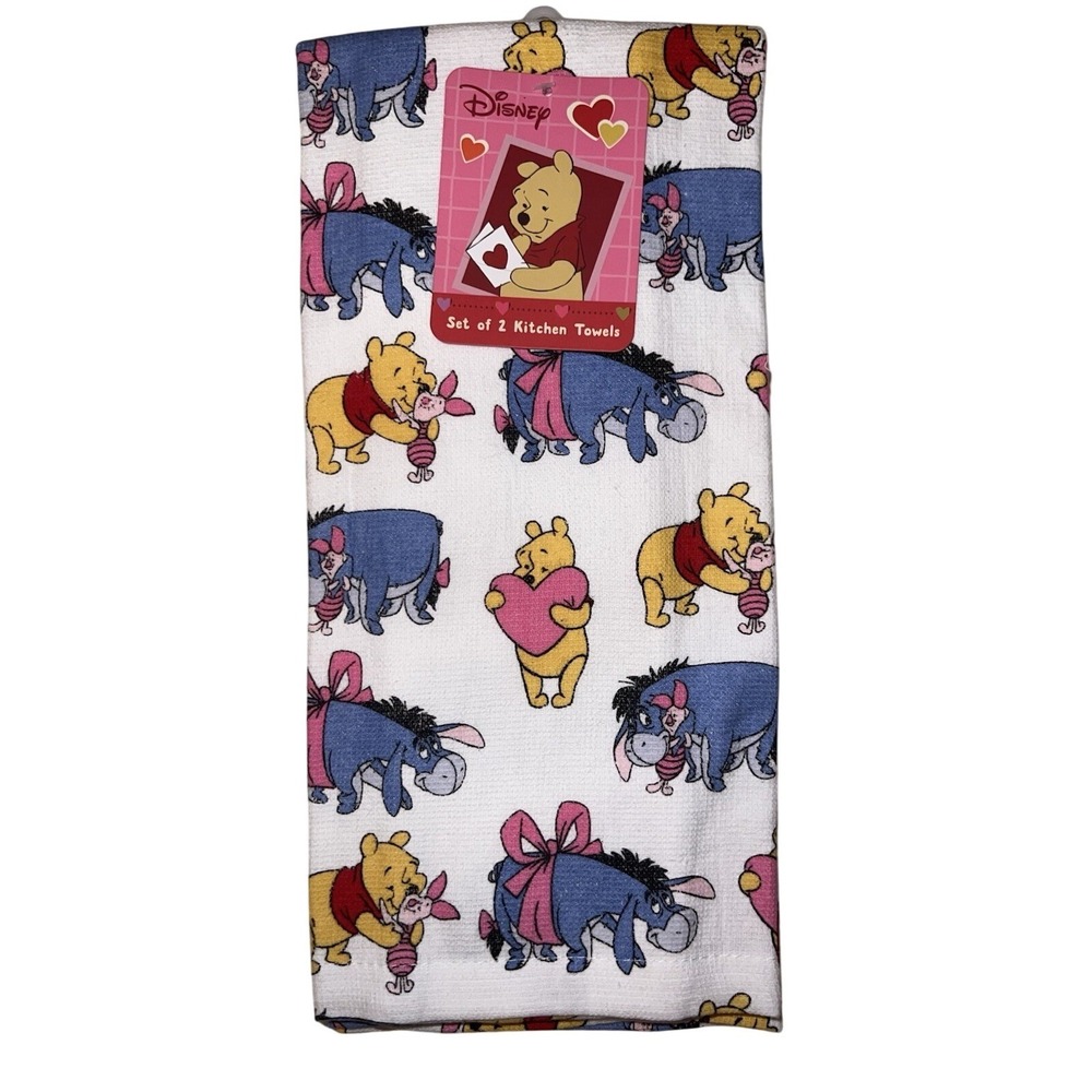 Disney Winnie the Pooh Valentine Kitchen Towels‎ Set of 2 Piglet Eeyore NWT